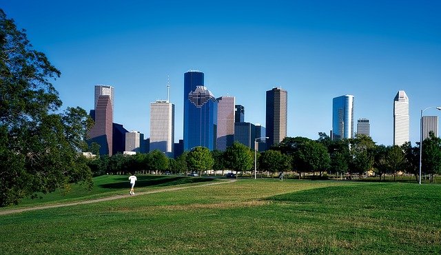 This is a picture of the skyline in Houston, Texas which overlooks the opportunities Houston has to offer outdoors.